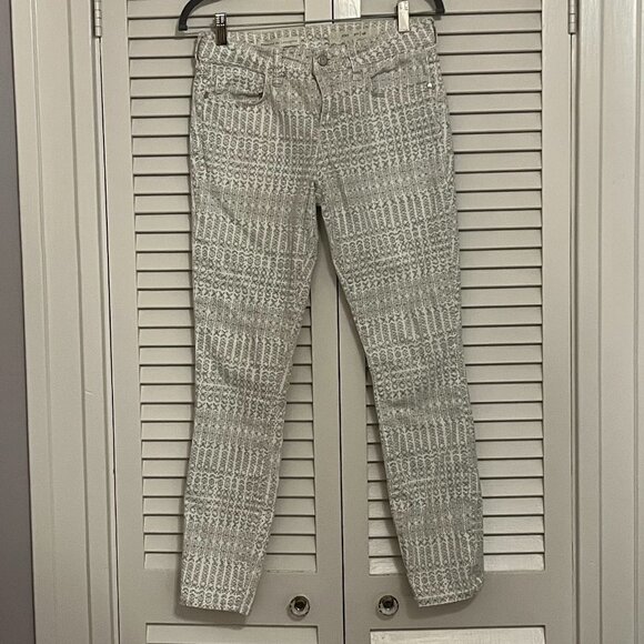 Anthropologie Pilcro and the Letterpress print skinny jeans stet 28 white cream - Picture 1 of 9